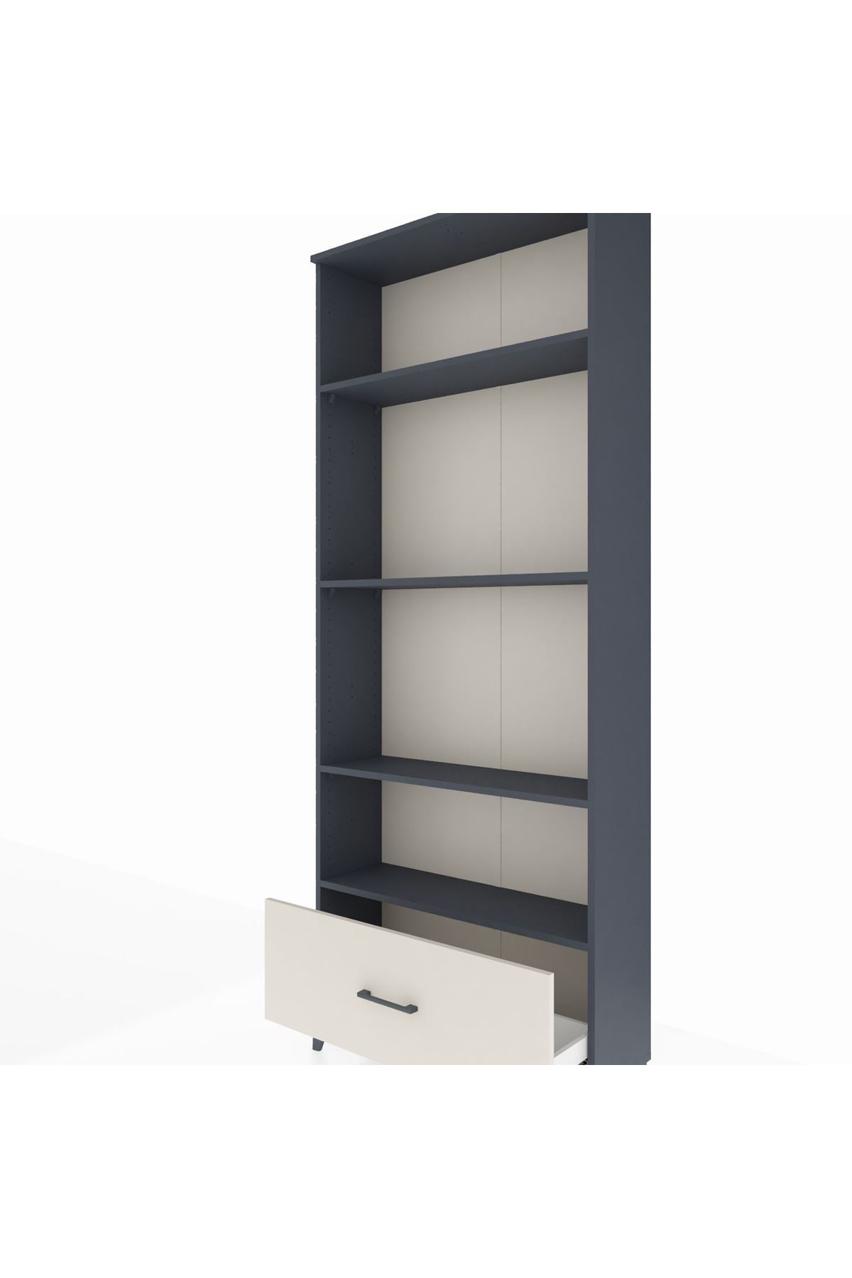 Arges Dolap 4 Raflı Tek Çekmeceli 88x30x221 Antrasit-Aytaşı