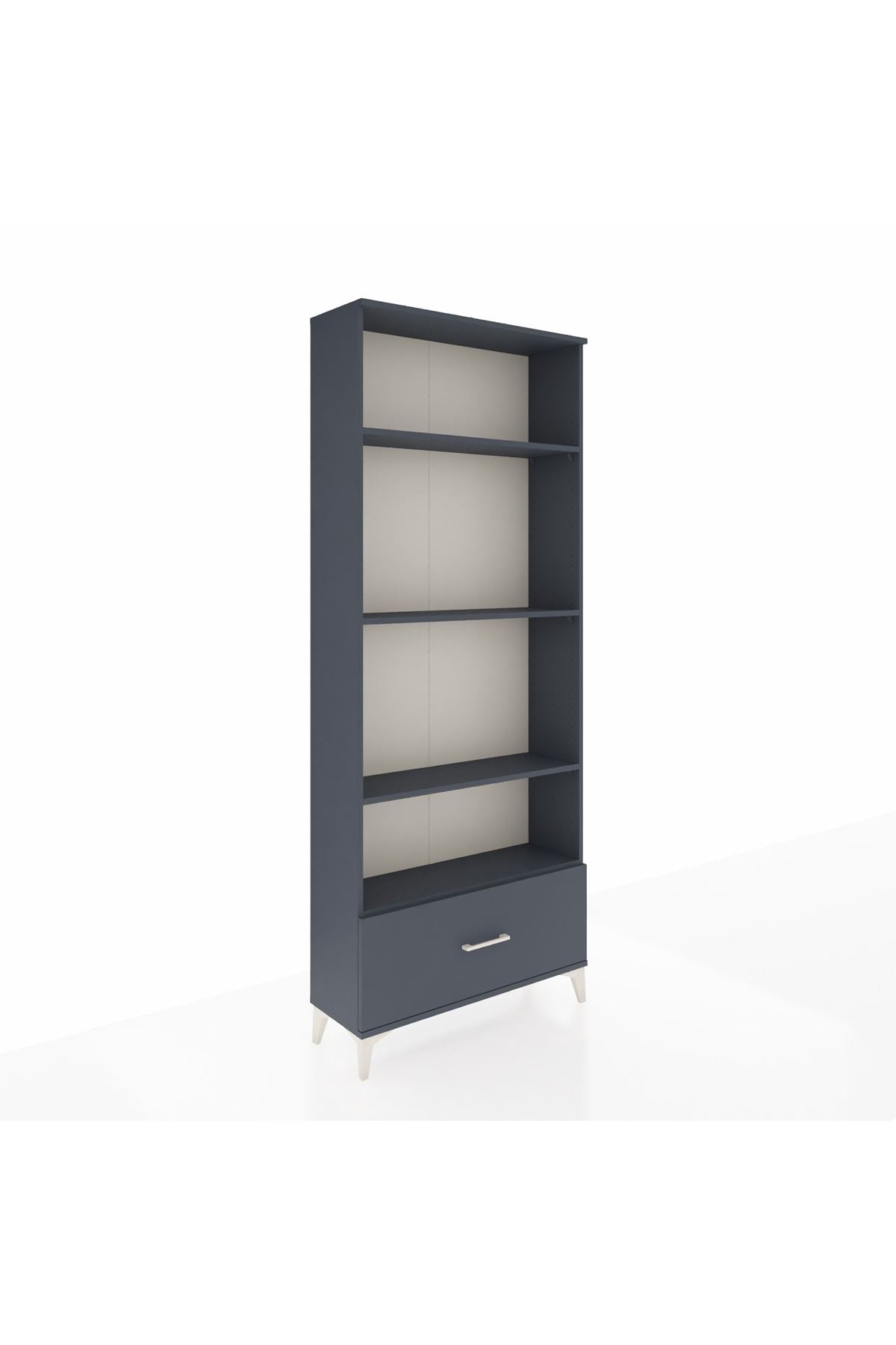 Arges Dolap 4 Raflı Tek Çekmeceli 88x30x221 Antrasit-Antrasit