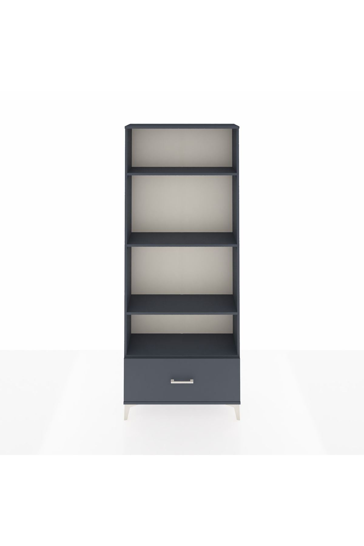 Arges Dolap 4 Raflı Tek Çekmeceli 88x30x221 Antrasit-Antrasit