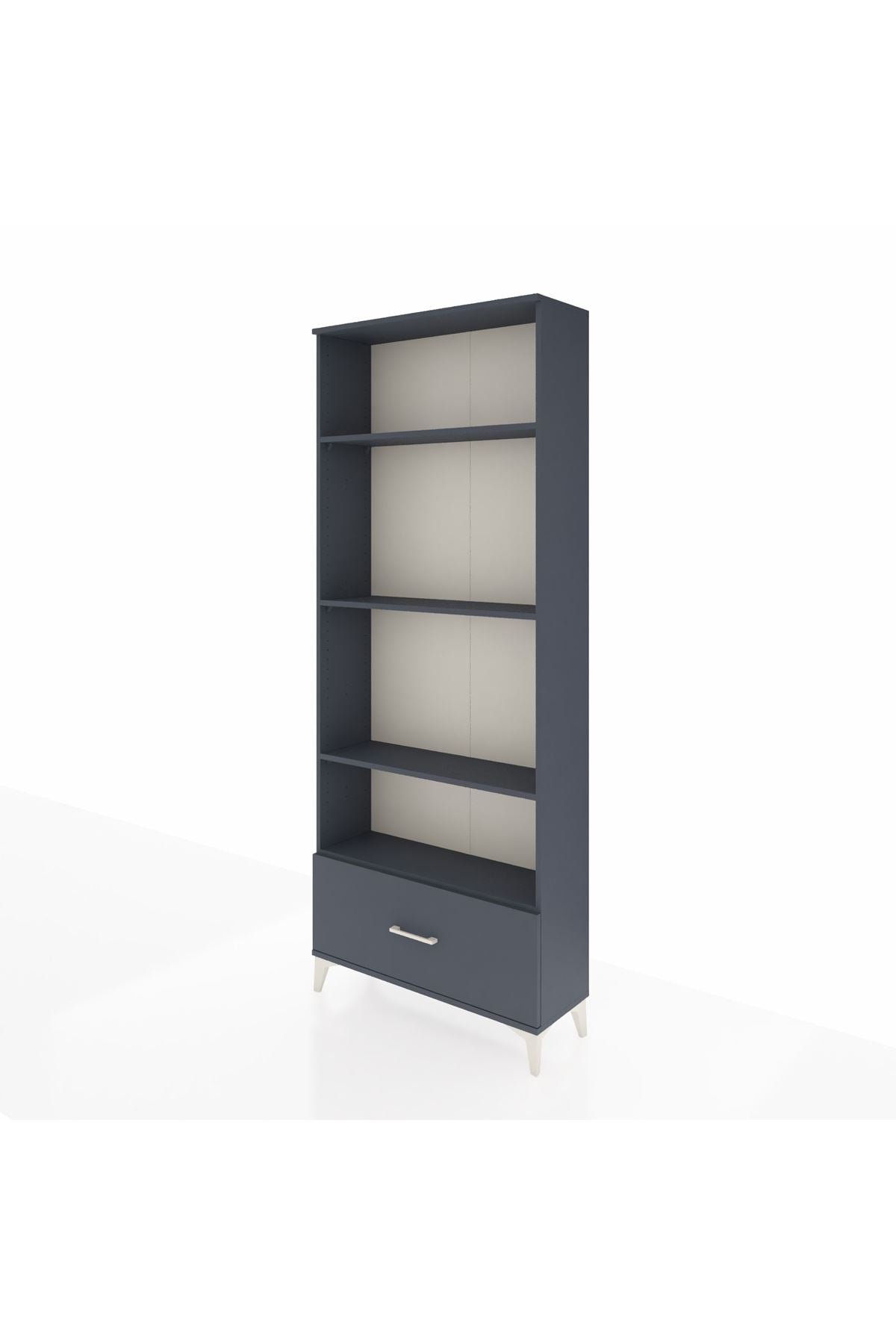 Arges Dolap 4 Raflı Tek Çekmeceli 88x30x221 Antrasit-Antrasit