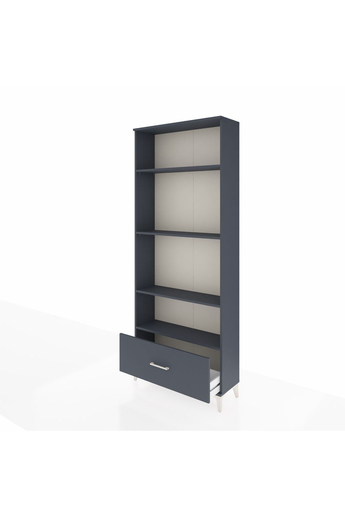 Arges Dolap 4 Raflı Tek Çekmeceli 88x30x221 Antrasit-Antrasit