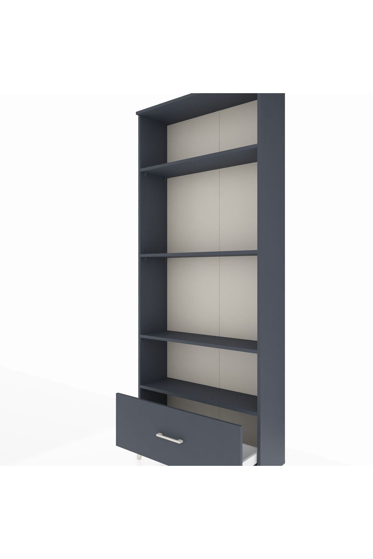 Arges Dolap 4 Raflı Tek Çekmeceli 88x30x221 Antrasit-Antrasit