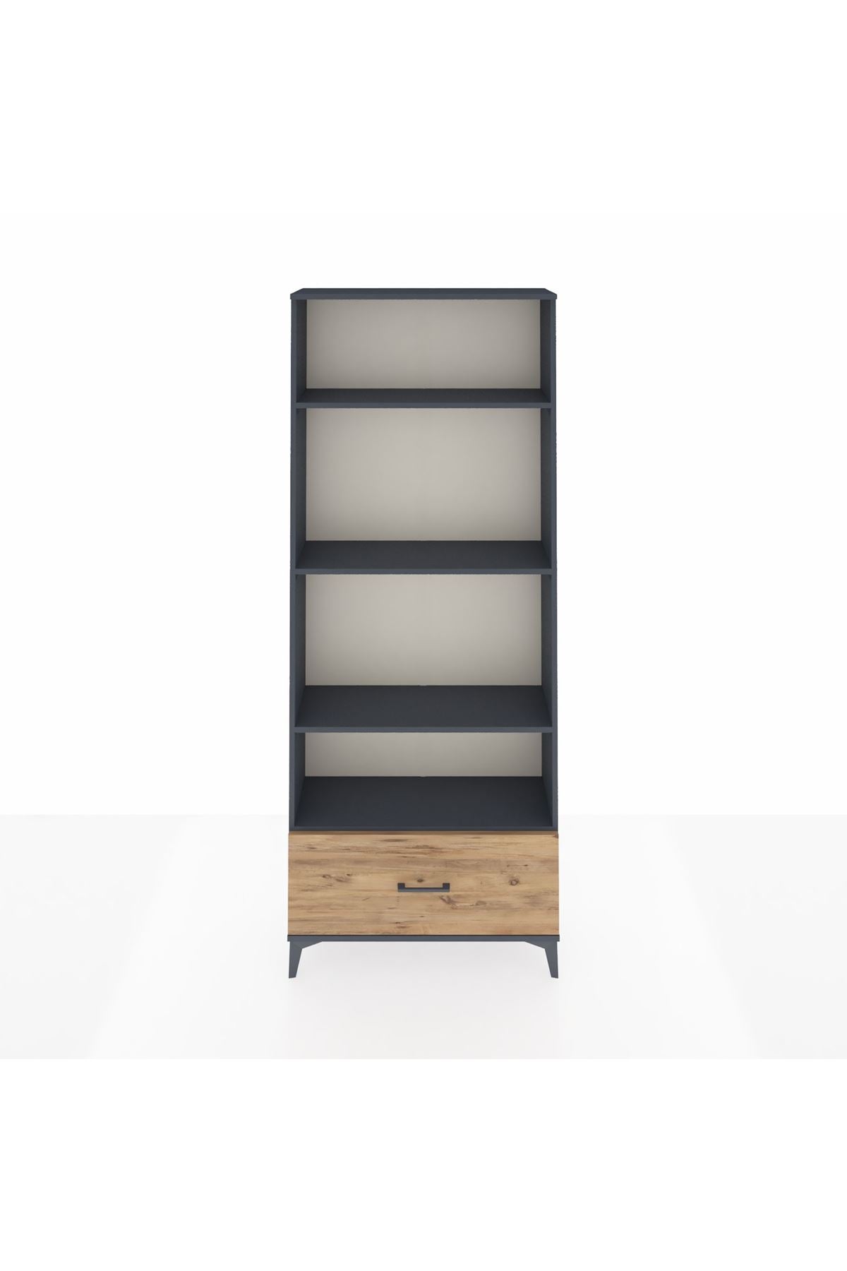 Arges Dolap 4 Raflı Tek Çekmeceli 88x30x221 Antrasit-Çam