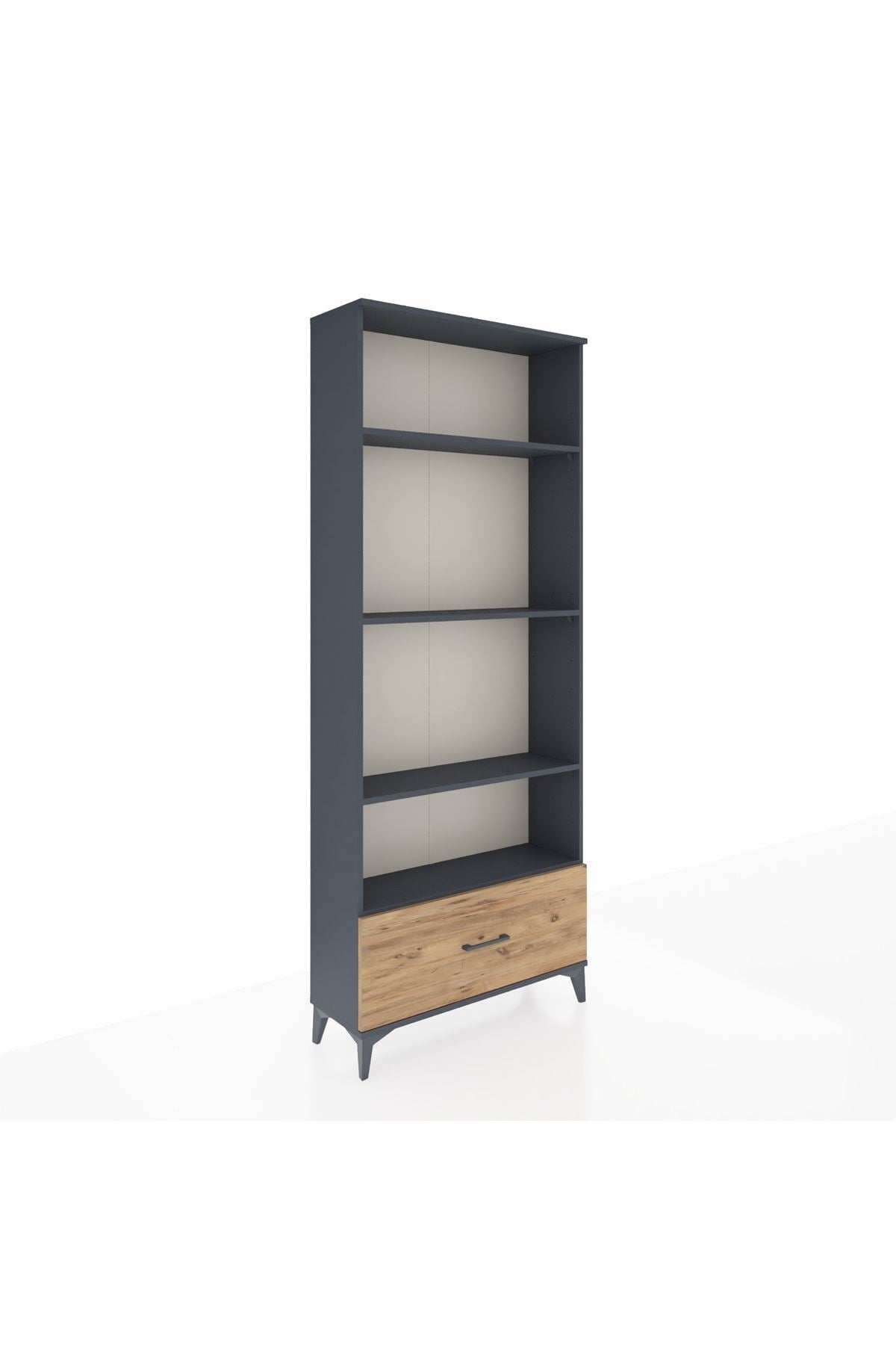 Arges Dolap 4 Raflı Tek Çekmeceli 88x30x221 Antrasit-Çam