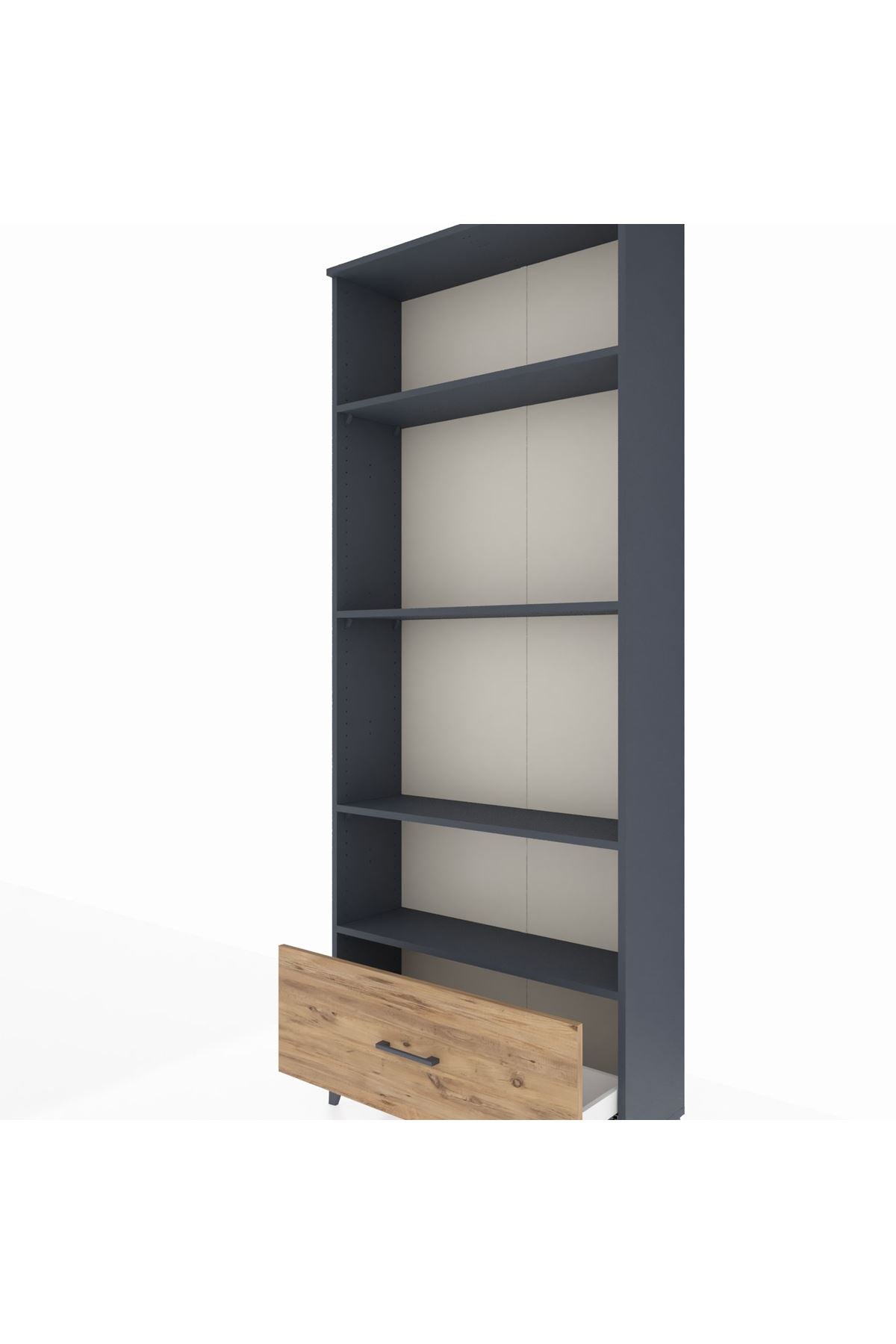 Arges Dolap 4 Raflı Tek Çekmeceli 88x30x221 Antrasit-Çam