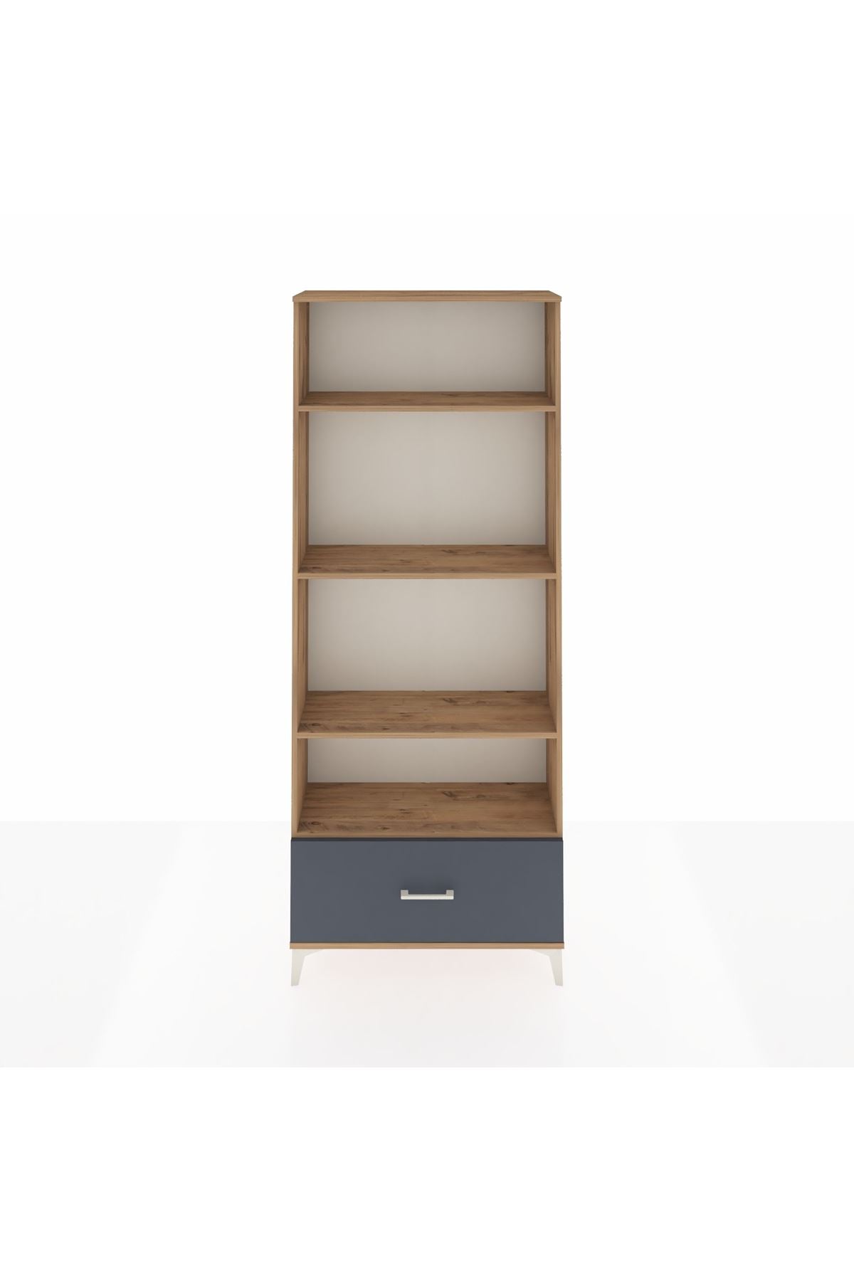 Arges Dolap 4 Raflı Tek Çekmeceli 88x30x221 Çam-Antrasit