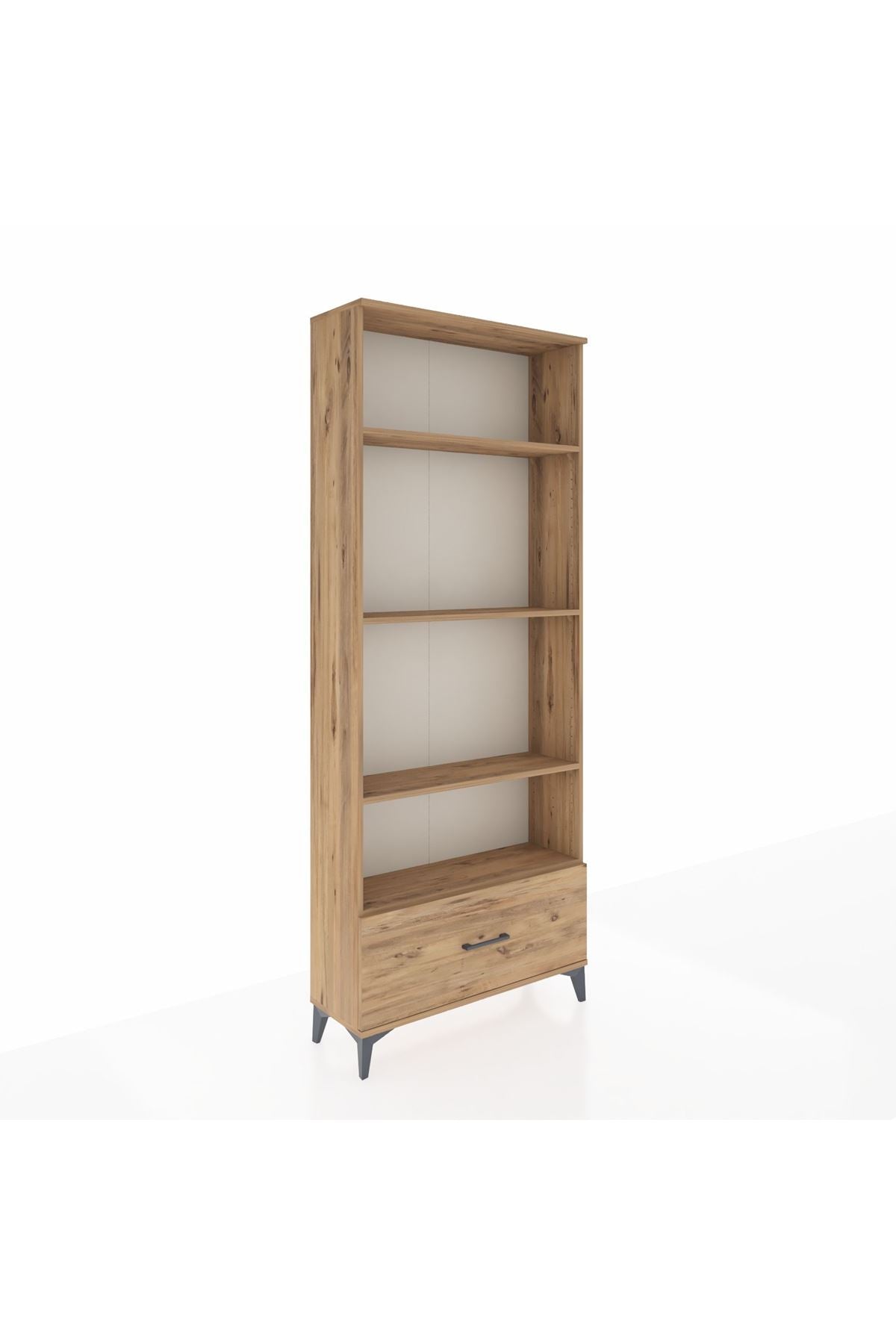 Arges Dolap 4 Raflı Tek Çekmeceli 88x30x221 Çam-Çam