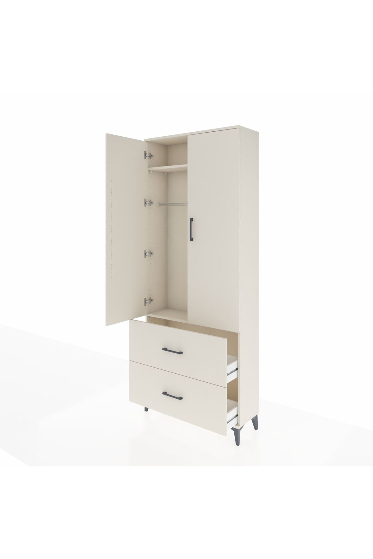 Arges Dolap 2 Raflı 2 Çekmeceli Tek Askılı 88x30x221 Aytaşı-Aytaşı