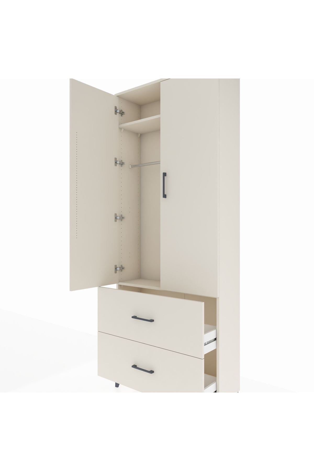 Arges Dolap 2 Raflı 2 Çekmeceli Tek Askılı 88x30x221 Aytaşı-Aytaşı