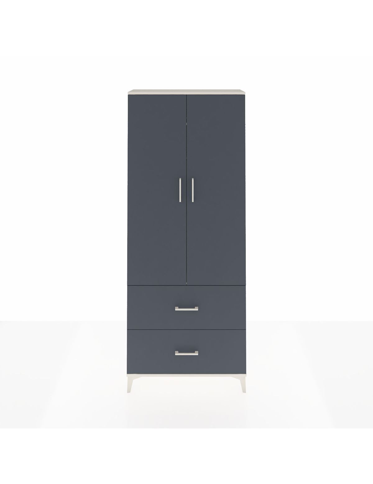 Arges Dolap 2 Raflı 2 Çekmeceli Tek Askılı 88x30x221 Aytaşı-Antrasit