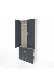 Arges Dolap 2 Raflı 2 Çekmeceli Tek Askılı 88x30x221 Aytaşı-Antrasit