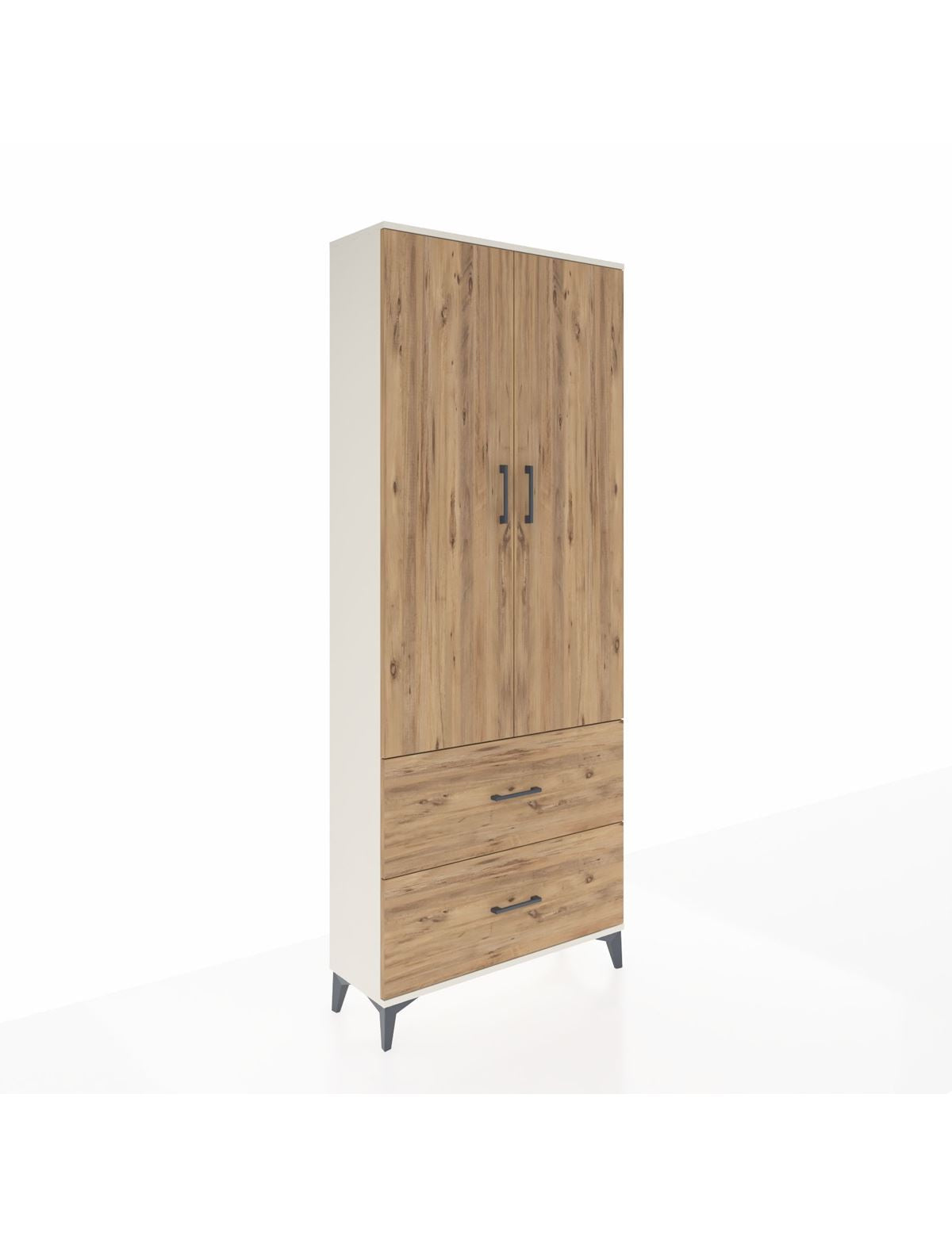 Arges Dolap 2 Raflı 2 Çekmeceli Tek Askılı 88x30x221 Aytaşı-Çam