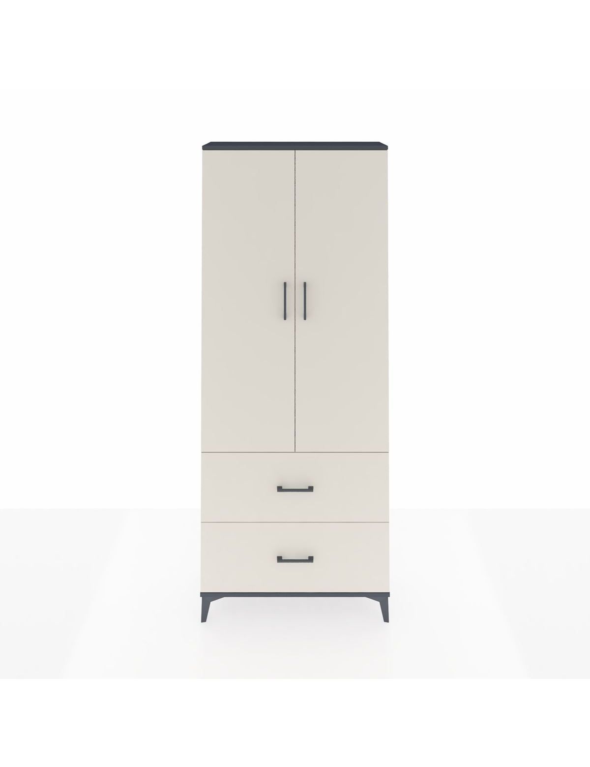 Arges Dolap 2 Raflı 2 Çekmeceli Tek Askılı 88x30x221 Antrasit-Aytaşı