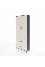 Arges Dolap 2 Raflı 2 Çekmeceli Tek Askılı 88x30x221 Antrasit-Aytaşı