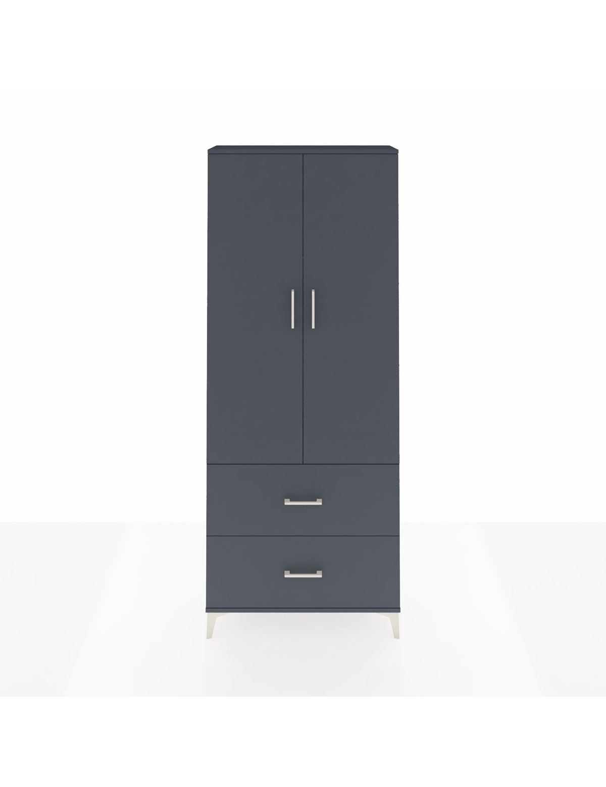 Arges Dolap 2 Raflı 2 Çekmeceli Tek Askılı 88x30x221 Antrasit-Antrasit