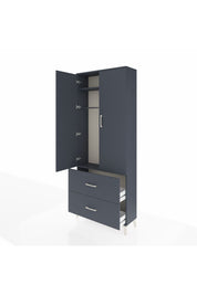 Arges Dolap 2 Raflı 2 Çekmeceli Tek Askılı 88x30x221 Antrasit-Antrasit