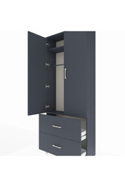 Arges Dolap 2 Raflı 2 Çekmeceli Tek Askılı 88x30x221 Antrasit-Antrasit