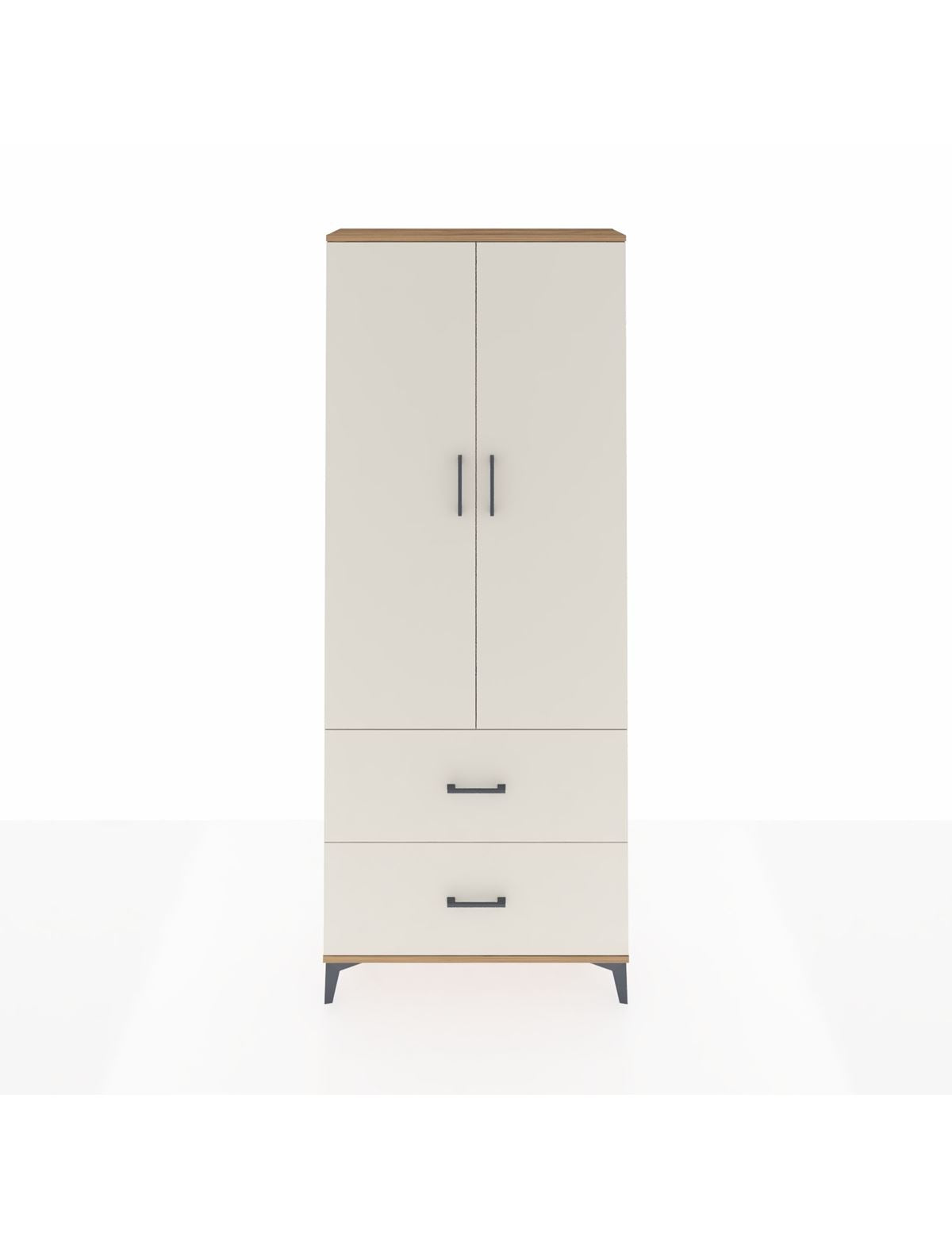 Arges Dolap 2 Raflı 2 Çekmeceli Tek Askılı 88x30x221 Çam-Aytaşı