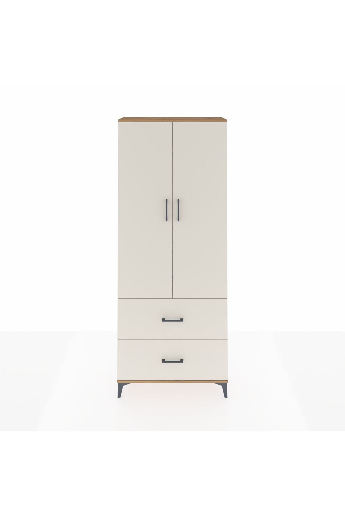 Arges Dolap 2 Raflı 2 Çekmeceli Tek Askılı 88x30x221 Çam-Aytaşı