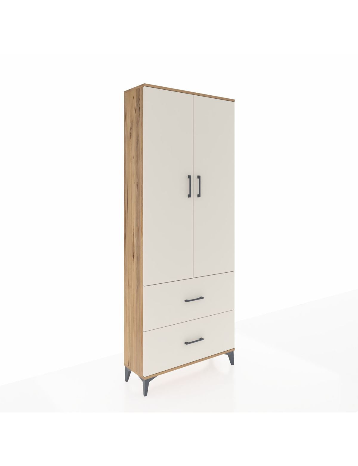 Arges Dolap 2 Raflı 2 Çekmeceli Tek Askılı 88x30x221 Çam-Aytaşı