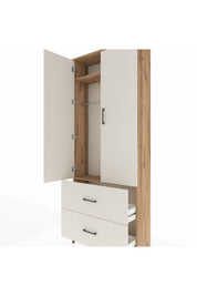 Arges Dolap 2 Raflı 2 Çekmeceli Tek Askılı 88x30x221 Çam-Aytaşı