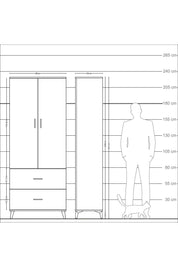Arges Dolap 2 Raflı 2 Çekmeceli Tek Askılı 88x30x221 Çam-Antrasit