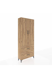 Arges Dolap 2 Raflı 2 Çekmeceli Tek Askılı 88x30x221 Çam-Çam