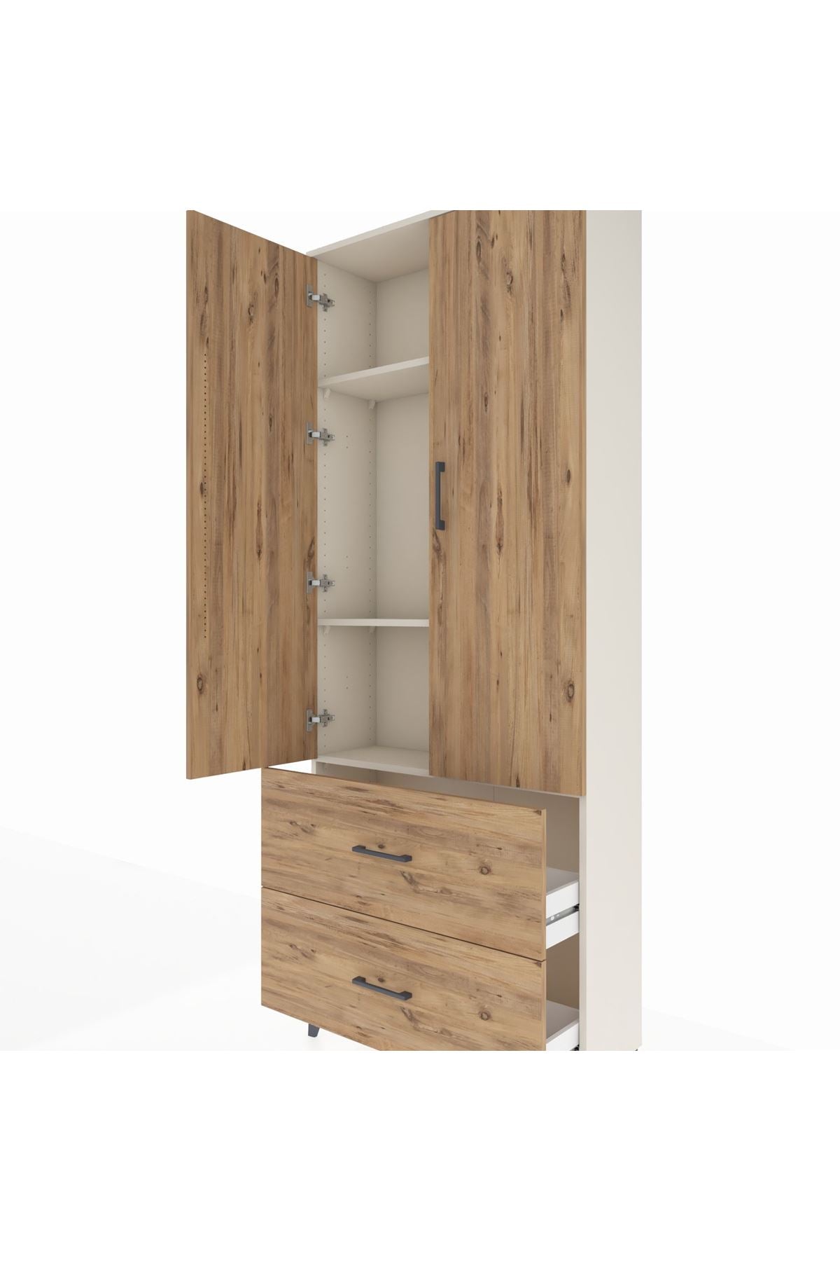 Arges Dolap 3 Raflı 2 Çekmeceli 2 Kapaklı 88x30x221 Aytaşı-Çam