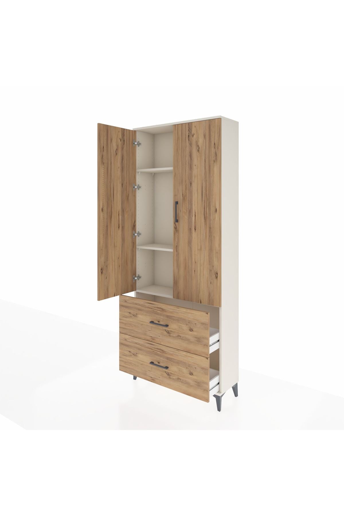 Arges Dolap 3 Raflı 2 Çekmeceli 2 Kapaklı 88x30x221 Aytaşı-Çam