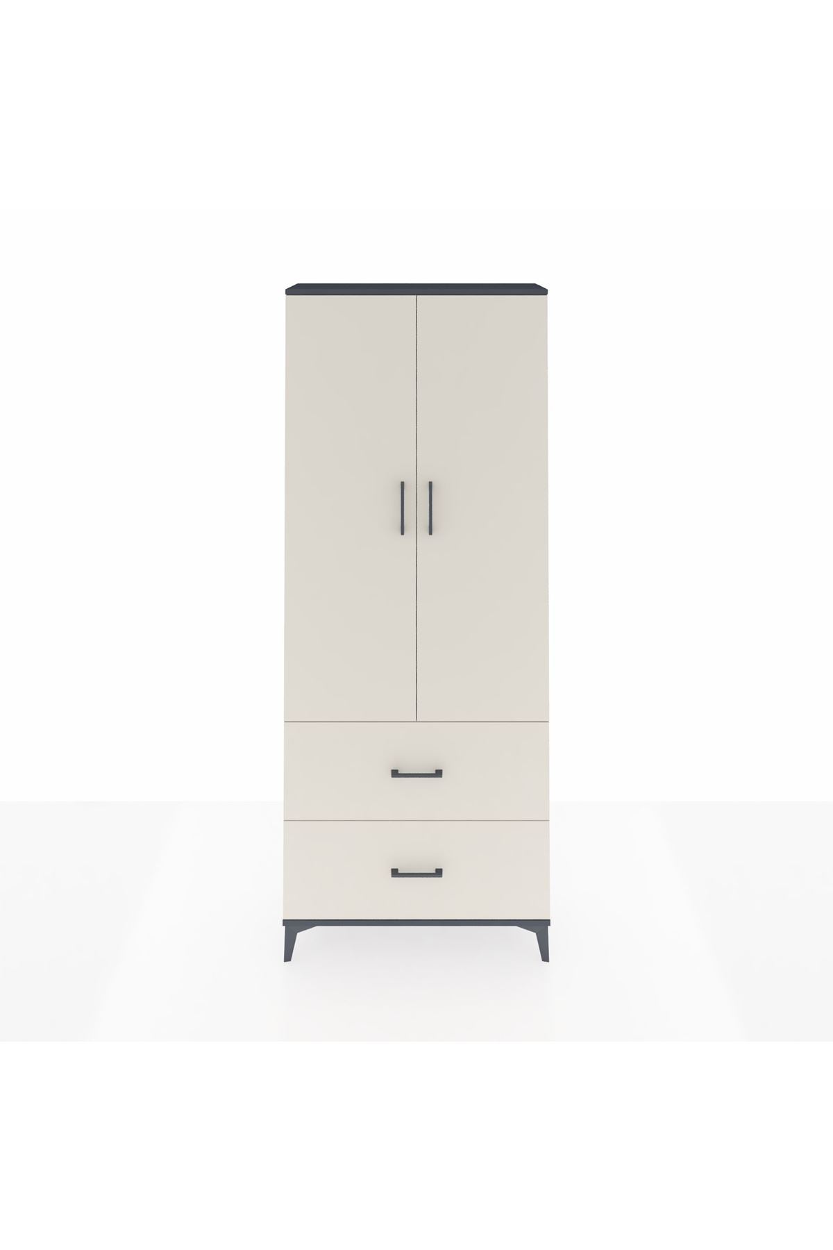 Arges Dolap 3 Raflı 2 Çekmeceli 2 Kapaklı 88x30x221 Antrasit-Aytaşı