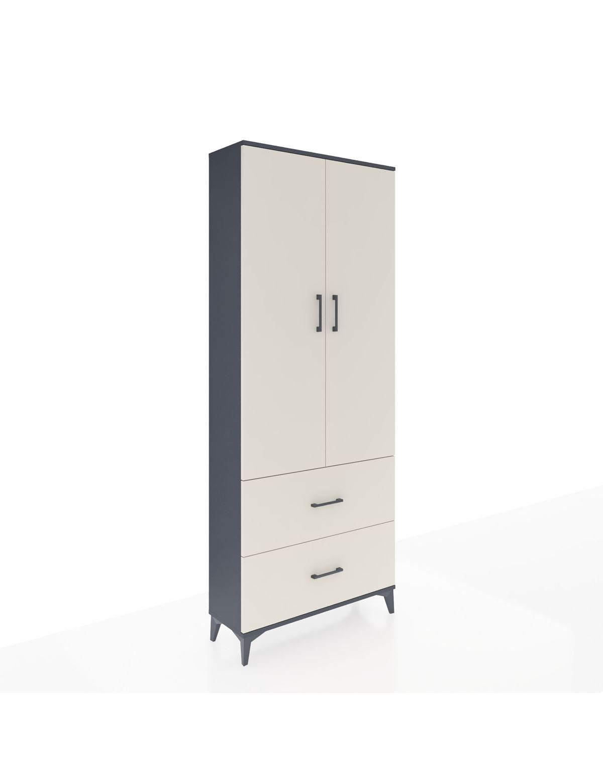 Arges Dolap 3 Raflı 2 Çekmeceli 2 Kapaklı 88x30x221 Antrasit-Aytaşı