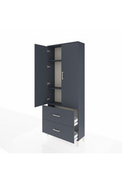Arges Dolap 3 Raflı 2 Çekmeceli 2 Kapaklı 88x30x221 Antrasit-Antrasit