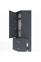 Arges Dolap 3 Raflı 2 Çekmeceli 2 Kapaklı 88x30x221 Antrasit-Antrasit