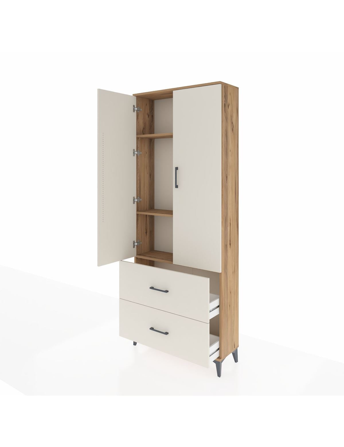 Arges Dolap 3 Raflı 2 Çekmeceli 2 Kapaklı 88x30x221 - S30M071V7A