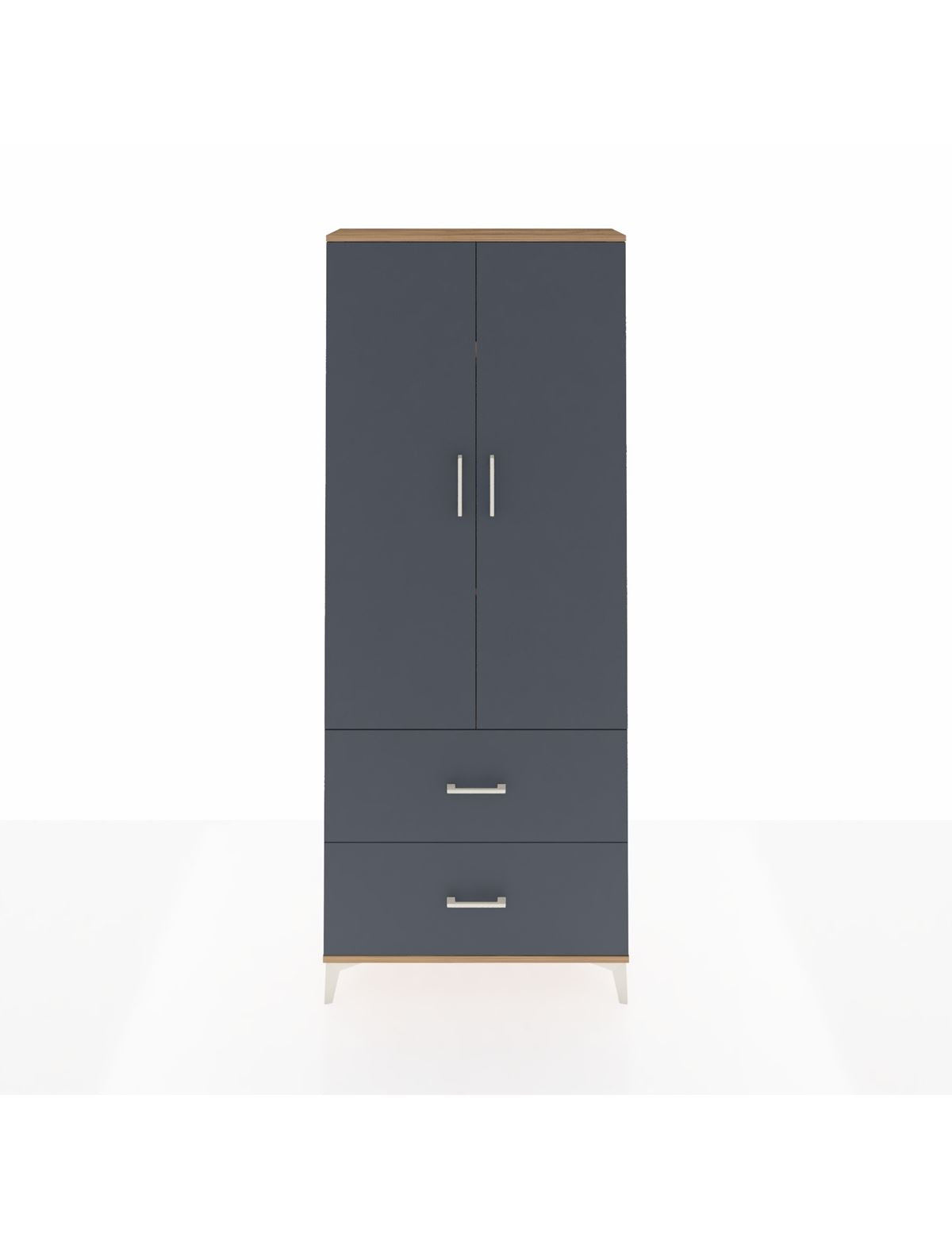 Arges Dolap 3 Raflı 2 Çekmeceli 2 Kapaklı 88x30x221 Çam-Antrasit