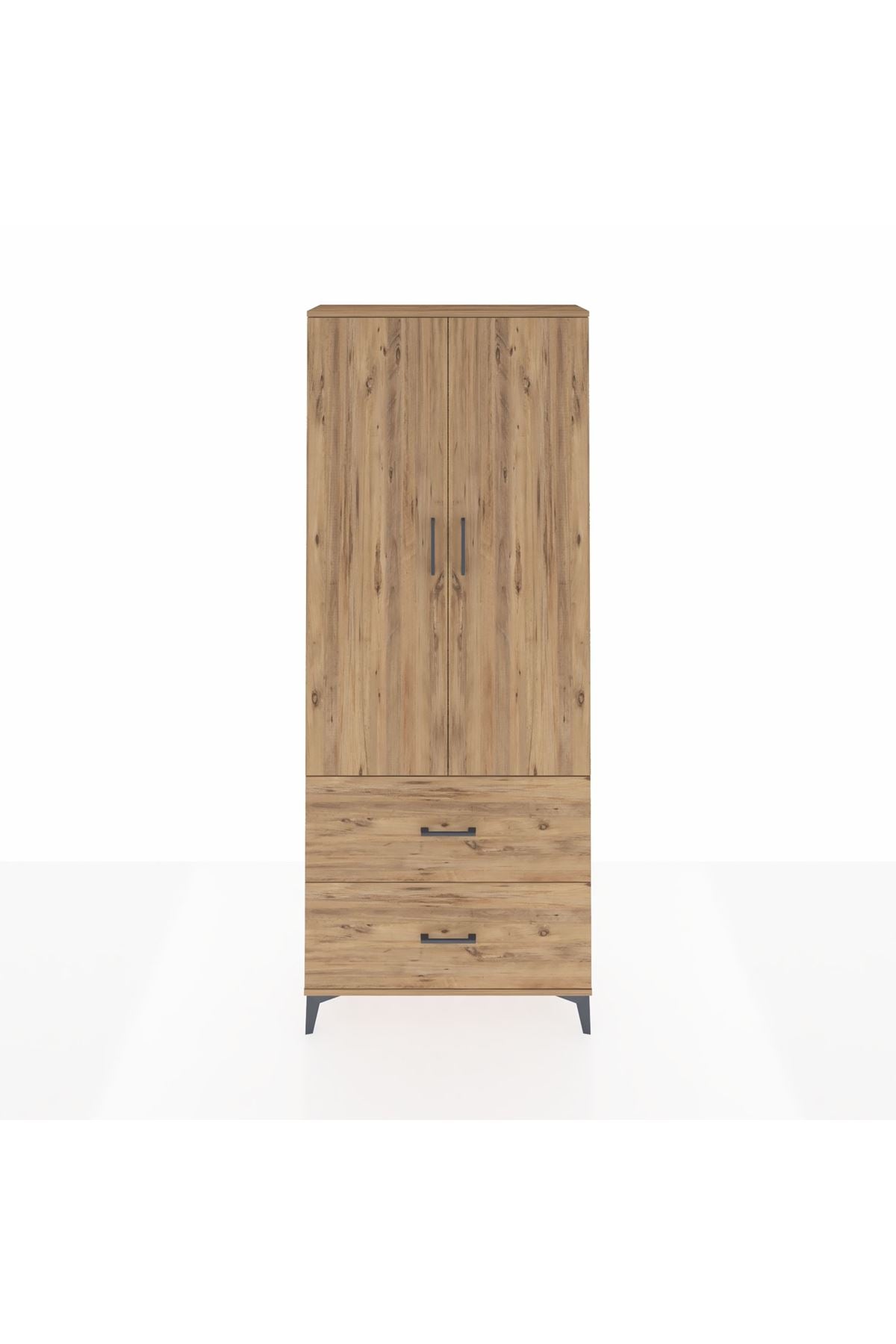 Arges Dolap 3 Raflı 2 Çekmeceli 2 Kapaklı 88x30x221 Çam-Çam