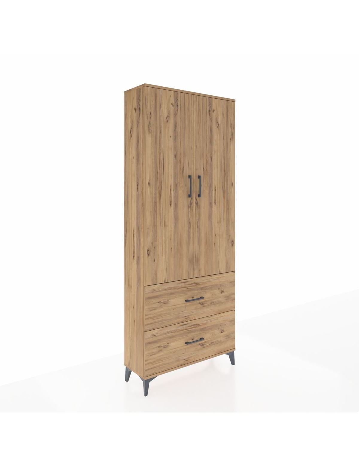 Arges Dolap 3 Raflı 2 Çekmeceli 2 Kapaklı 88x30x221 Çam-Çam