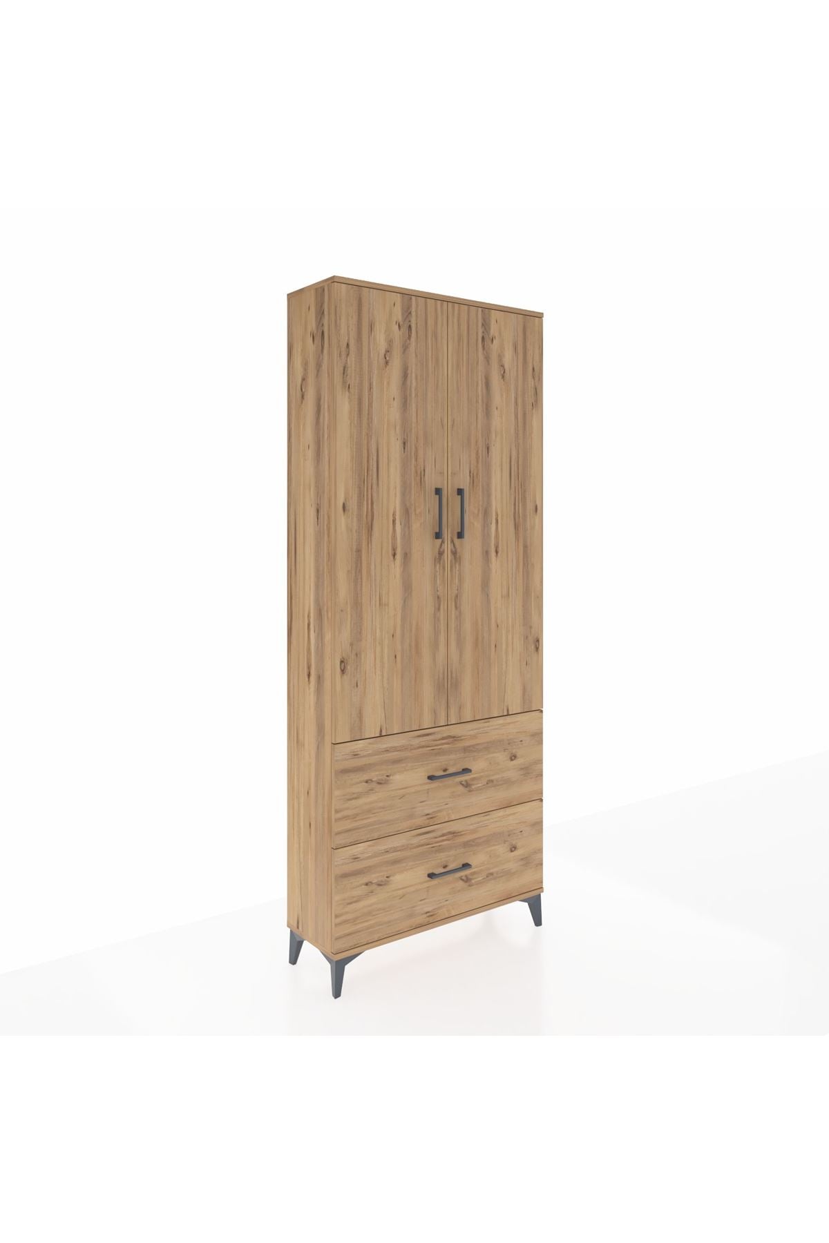 Arges Dolap 3 Raflı 2 Çekmeceli 2 Kapaklı 88x30x221 Çam-Çam