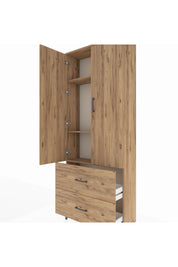 Arges Dolap 3 Raflı 2 Çekmeceli 2 Kapaklı 88x30x221 Çam-Çam