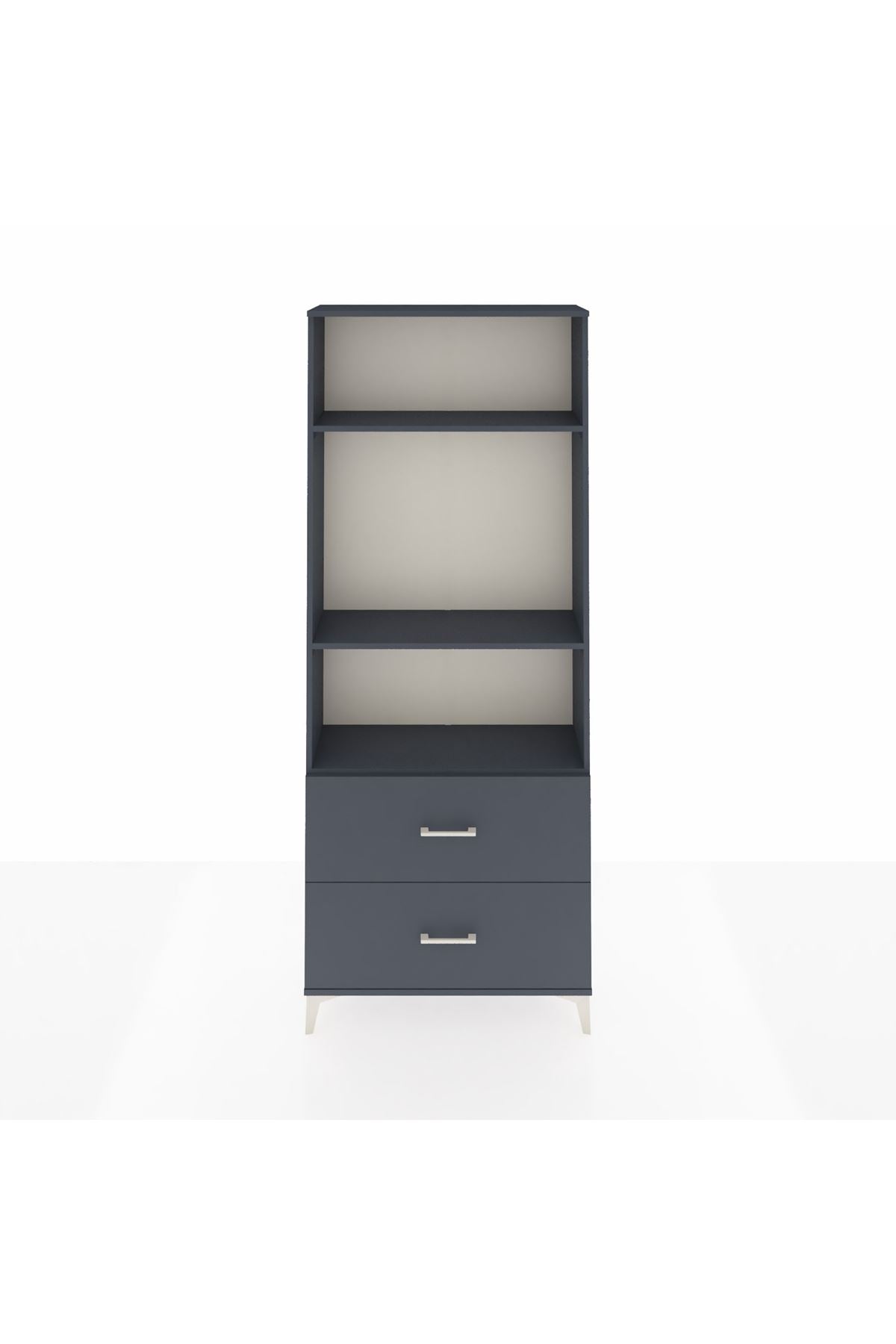 Arges Dolap 3 Raflı 2 Çekmeceli 88x30x221 Antrasit-Antrasit