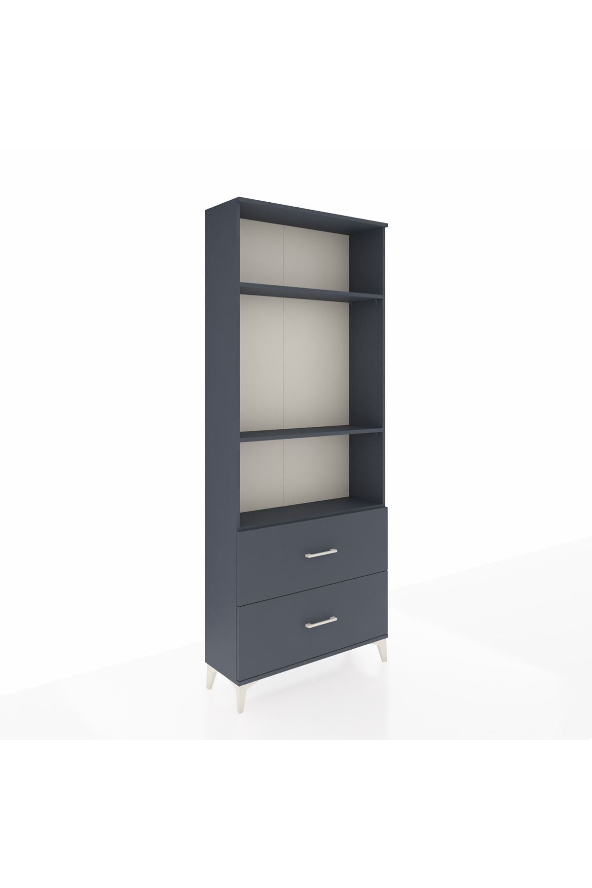 Arges Dolap 3 Raflı 2 Çekmeceli 88x30x221 Antrasit-Antrasit