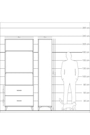 Arges Dolap 3 Raflı 2 Çekmeceli 88x30x221 Antrasit-Antrasit