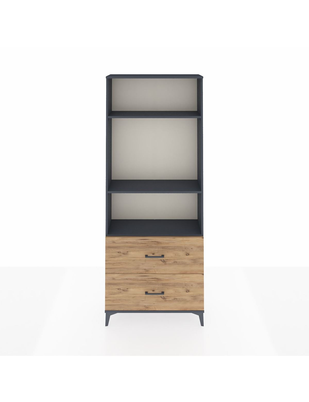 Arges Dolap 3 Raflı 2 Çekmeceli 88x30x221 Antrasit-Çam