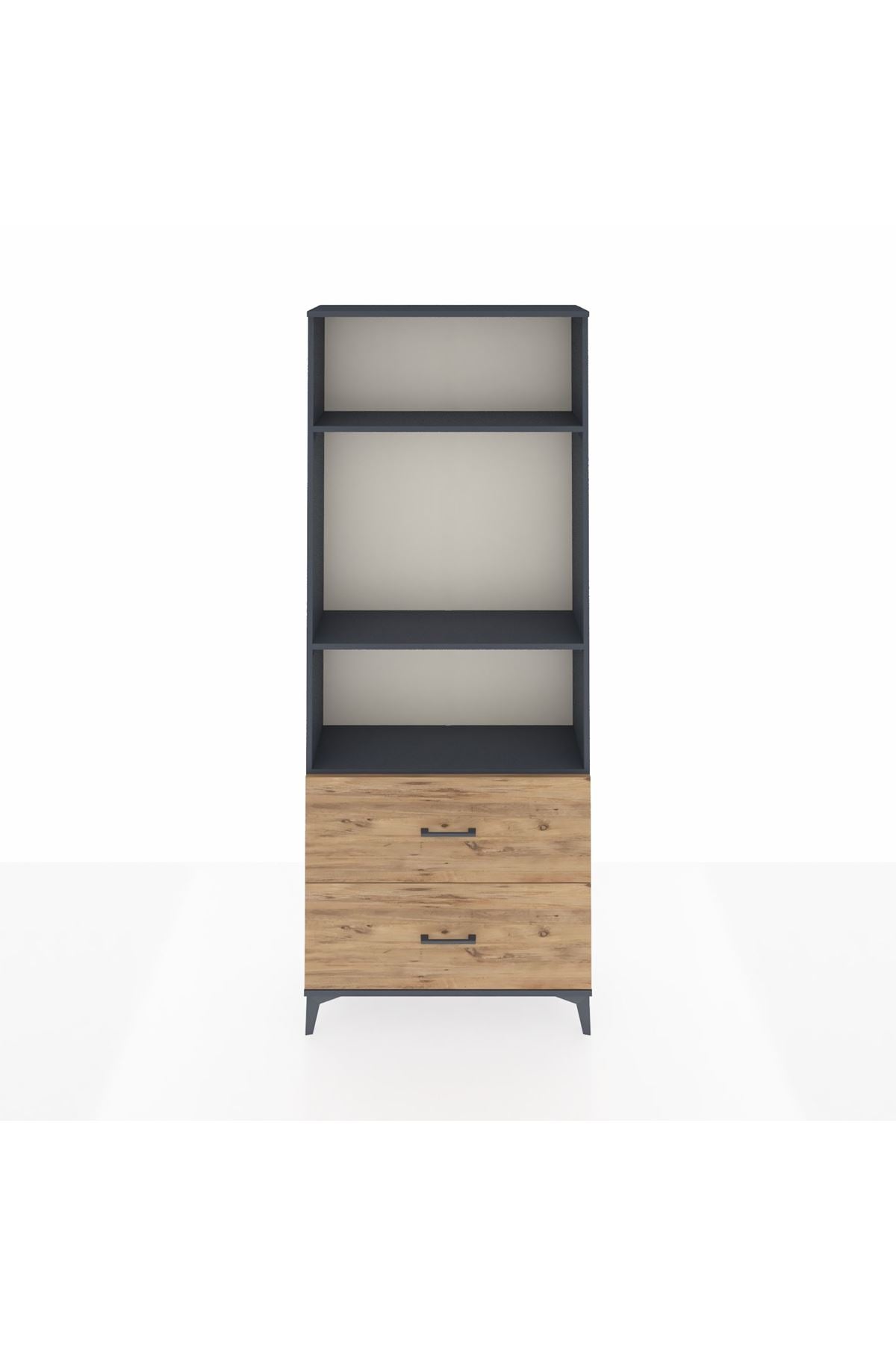 Arges Dolap 3 Raflı 2 Çekmeceli 88x30x221 Antrasit-Çam