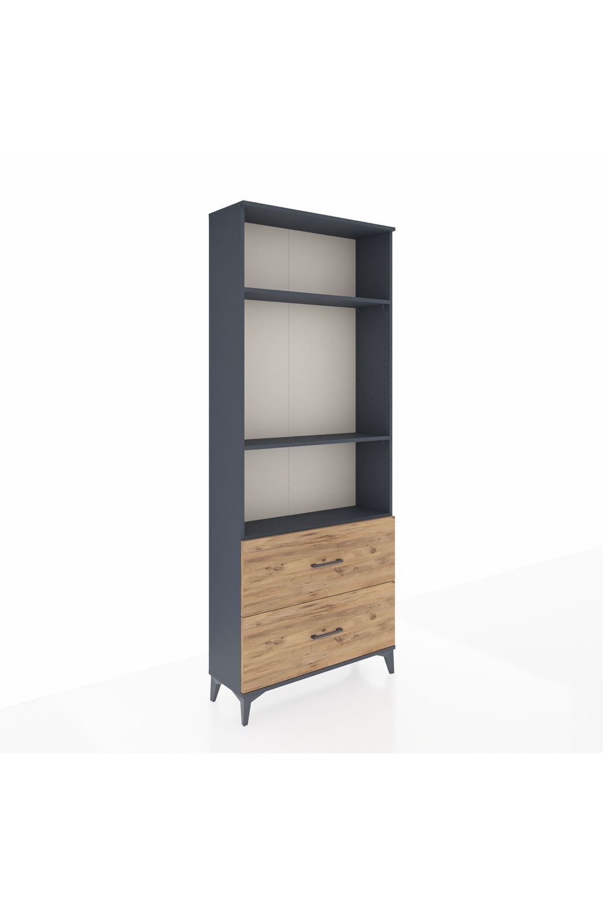 Arges Dolap 3 Raflı 2 Çekmeceli 88x30x221 Antrasit-Çam