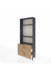 Arges Dolap 3 Raflı 2 Çekmeceli 88x30x221 Antrasit-Çam