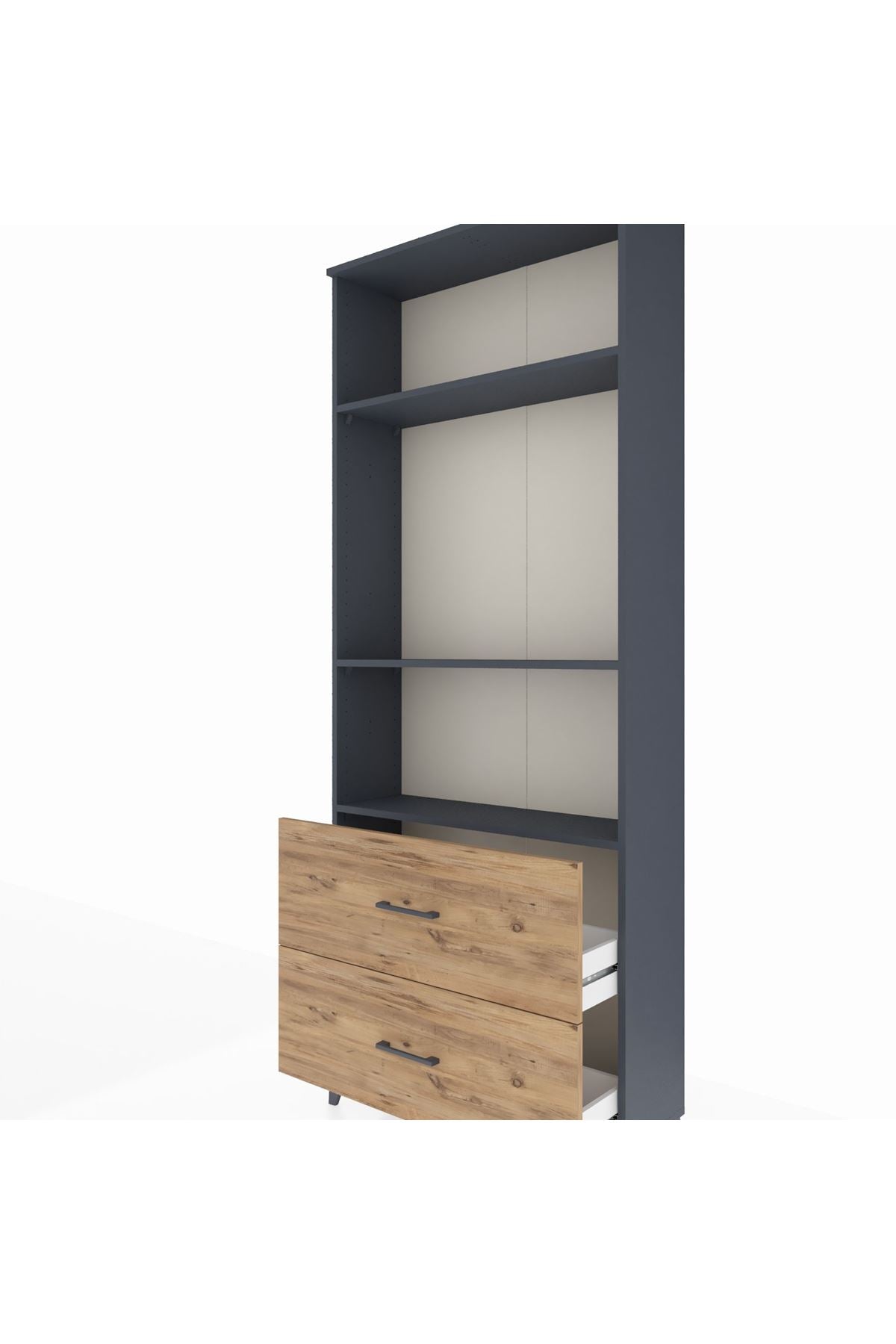 Arges Dolap 3 Raflı 2 Çekmeceli 88x30x221 Antrasit-Çam