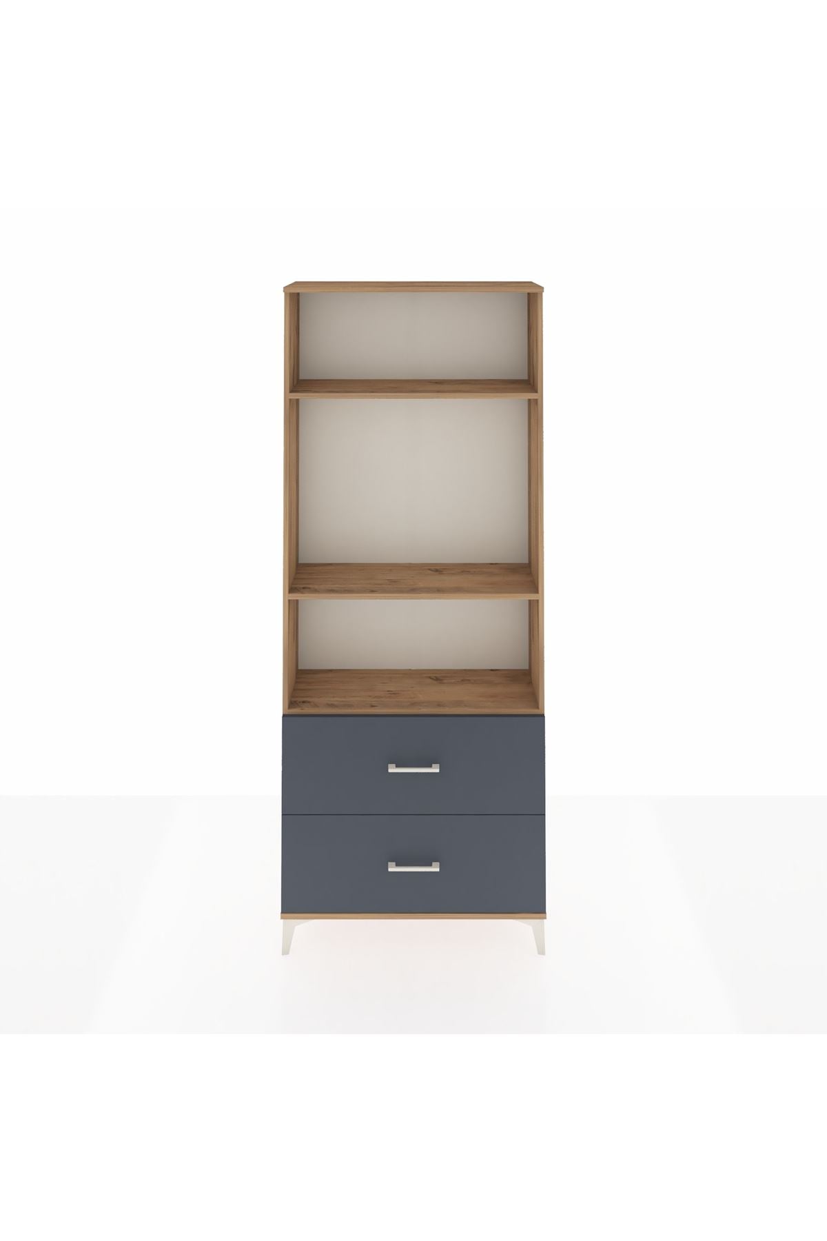 Arges Dolap 3 Raflı 2 Çekmeceli 88x30x221 Çam-Antrasit