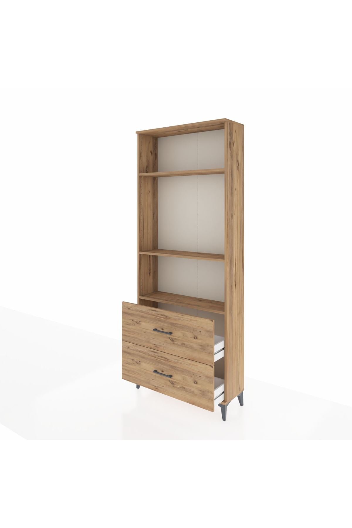 Arges Dolap 3 Raflı 2 Çekmeceli 88x30x221 Çam-Çam