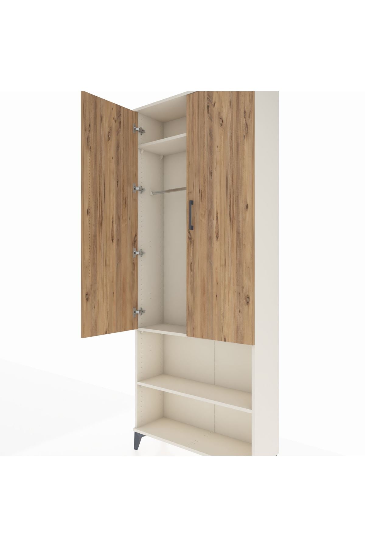 Arges Dolap 3 Raflı 2 Kapaklı Tek Askılı 88x30x221 Aytaşı-Çam